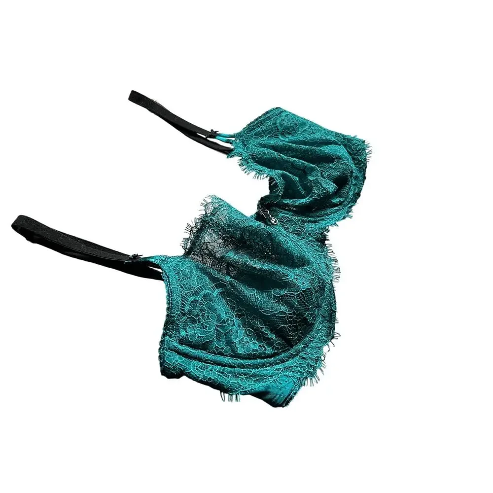 Victoria's Secret Dream Angels Lace Push Up Unlined Bra WICKED GREEN 34DD